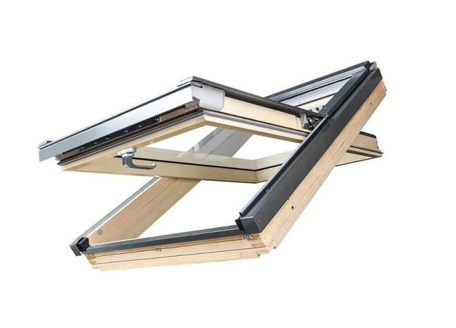 Natural Pine Centre Pivot Roof Window (FTP-V) 114cm x 140cm