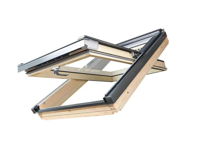 Natural Pine Centre Pivot Roof Window (FTP-V) 55cm x 118cm